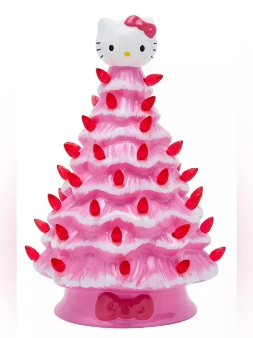 Hello Kitty Pink Tree Figurine with Red Bulb Lights